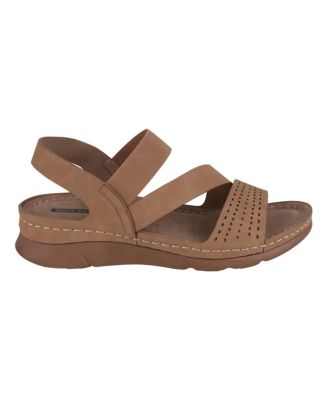 Women's Grange Perforated Strappy Elastic Comfort Flat Sandals