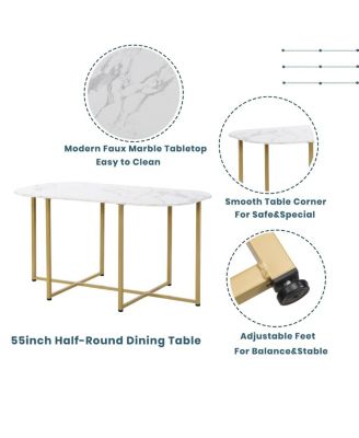 7-Piece Marble Table Set w/ Gold Base