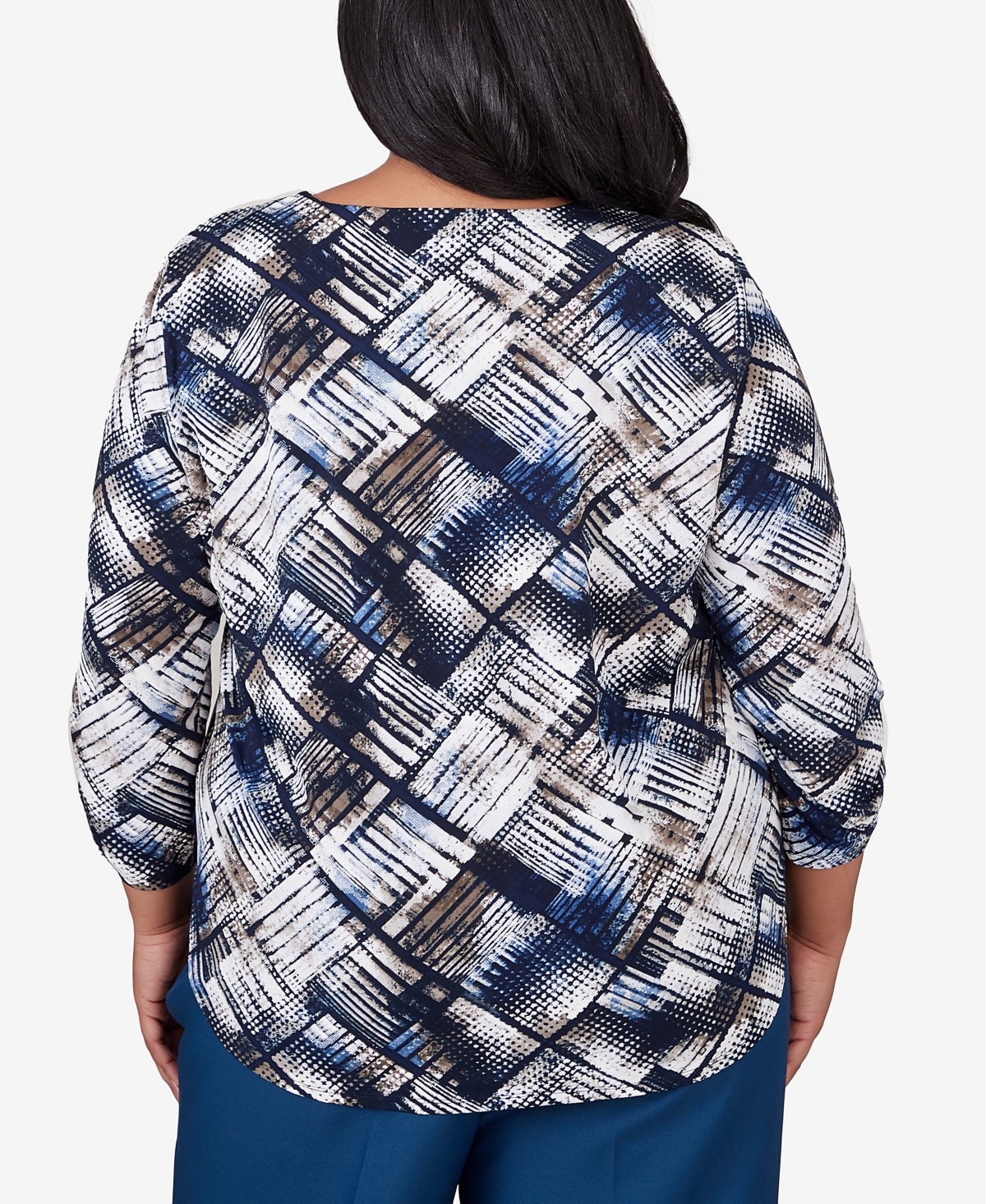 Alfred Dunner Plus Size Classic Abstract Textured Patchwork Top