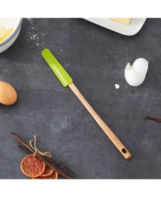 Silicone Wood 12x1" Green Skinny Spatula