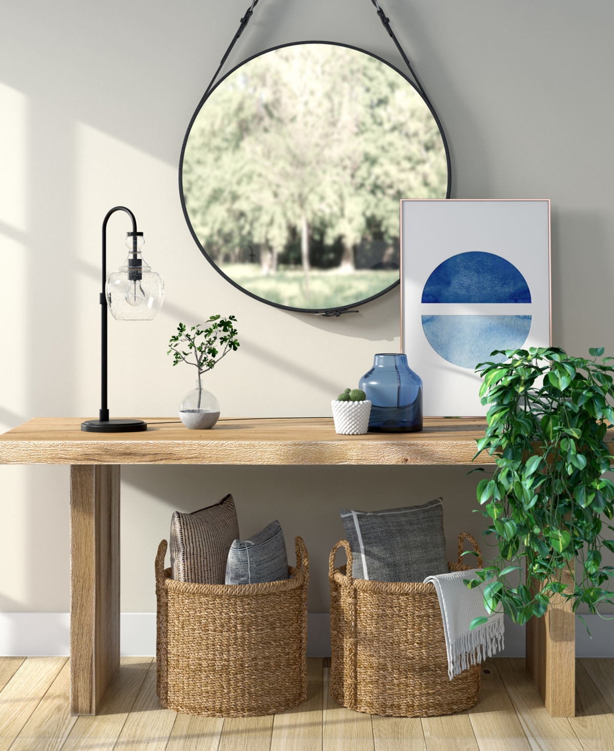 Hudson & Canal Verona 27" Tall Arc Table Lamp With Glass Shade In Blackened Bronze