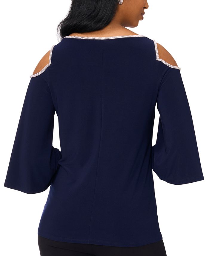 MSK Women's Cold-Shoulder Rhinestone-Trim Top - Macy's