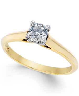 image of Certified Diamond Solitaire Engagement Ring in 18k Yellow Gold with 18k White Gold (1/3 ct. t.w.)