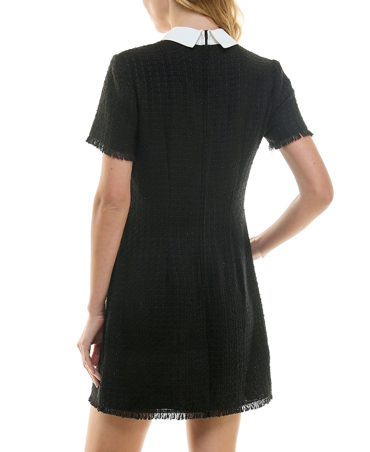 City Studios Juniors' Short-Sleeve Boucle Shirt Dress -ivory