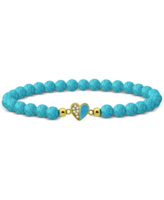 Giani Bernini - Howlite Chryscolla Bead & Cubic Zirconia Heart Stretch Bracelet