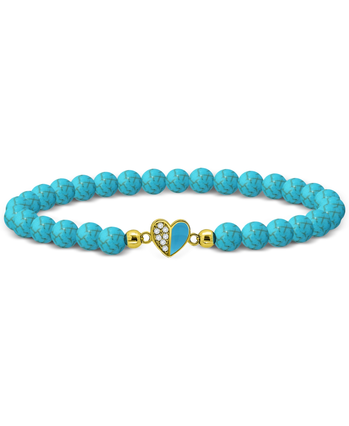 GIANI BERNINI HOWLITE CHRYSCOLLA BEAD & CUBIC ZIRCONIA HEART STRETCH BRACELET, CREATED FOR MACY'S 