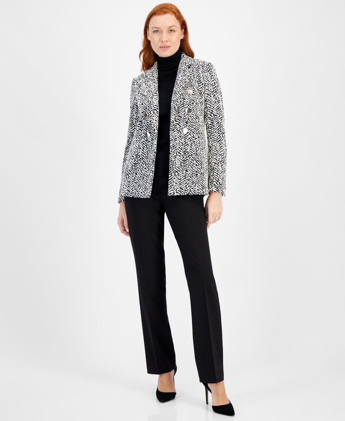 Anne Klein Women's Faux Double-Breasted Knit Blazer