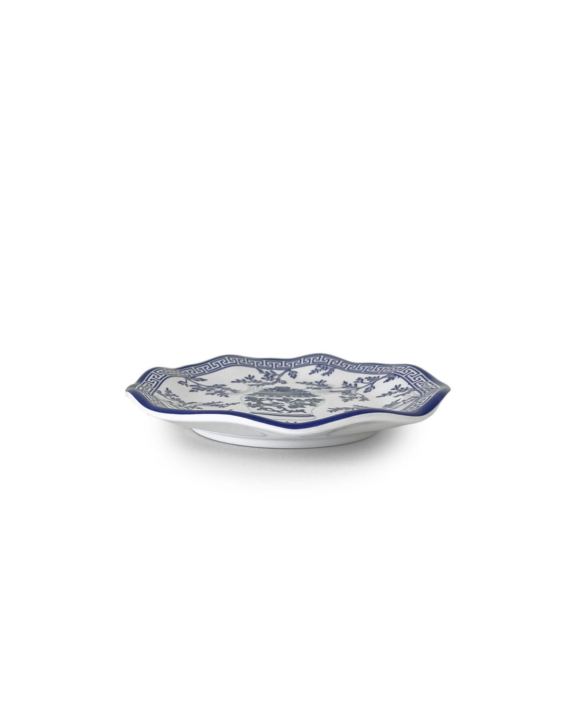 Q Squared Pagoda Appetizer Plates, Set Of 4 In White,blue