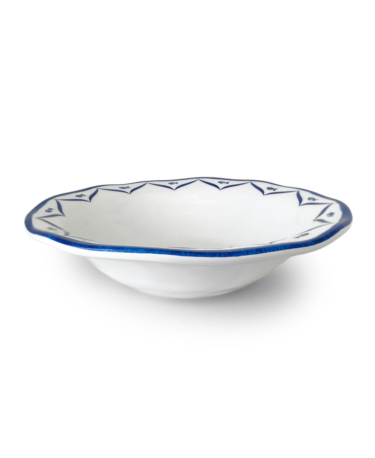 Q Squared Sardinia 12" Serving Bowl In White,blue
