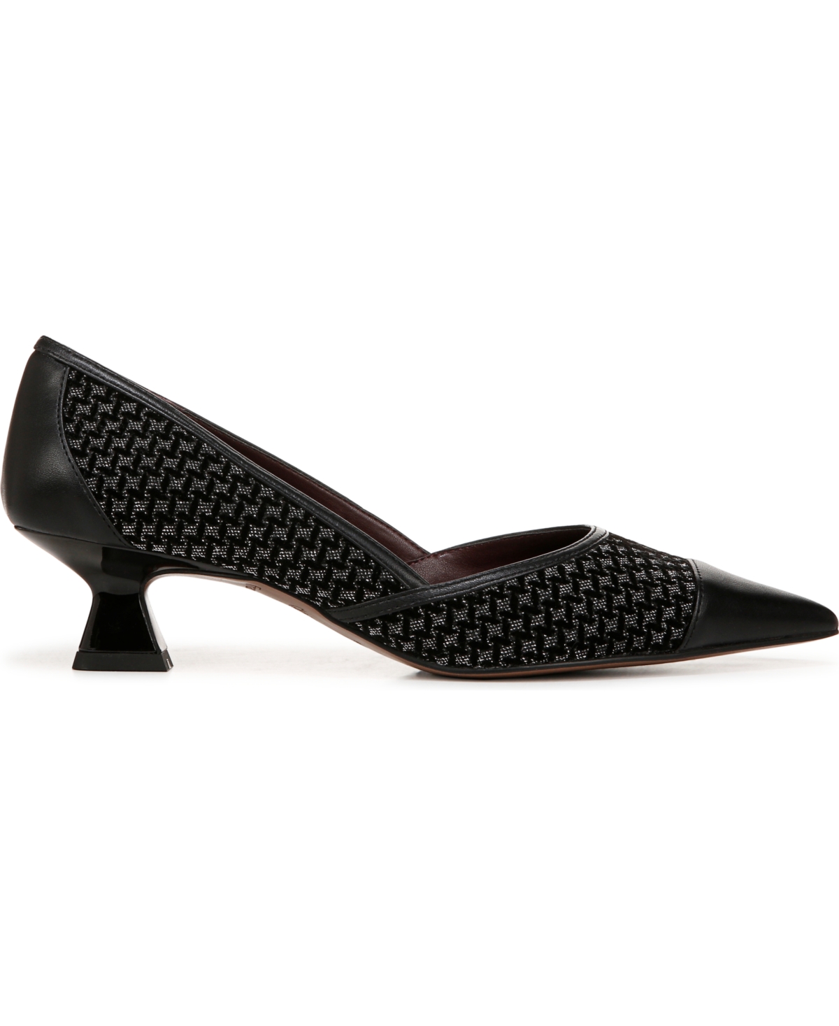Franco Sarto Women's Darcy Pointed Toe Kitten Heel Pumps In Black Multi Fabric,faux Leather