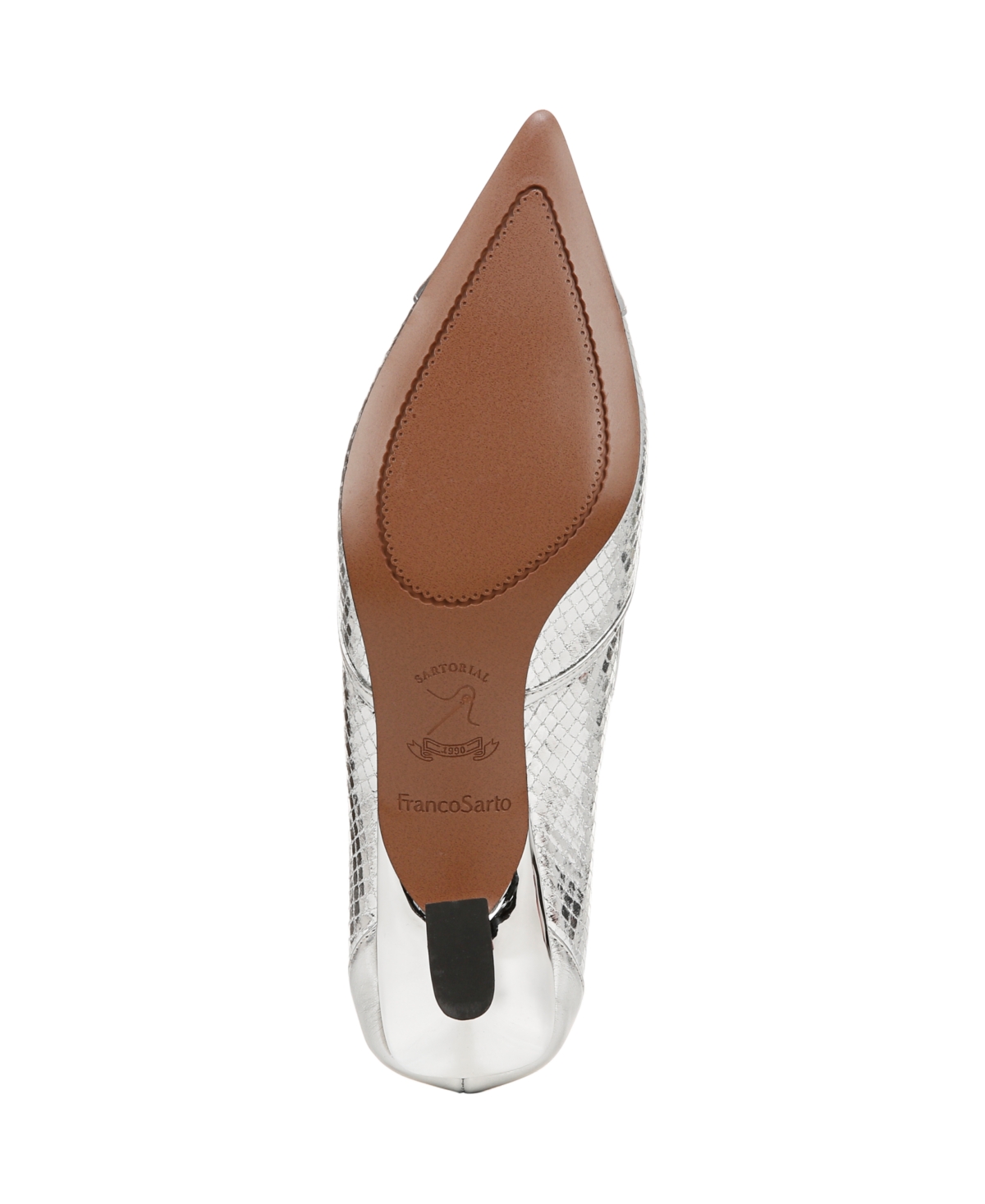 Franco Sarto Women's Darcy Pointed Toe Kitten Heel Pumps In Silver Snake Faux Leather