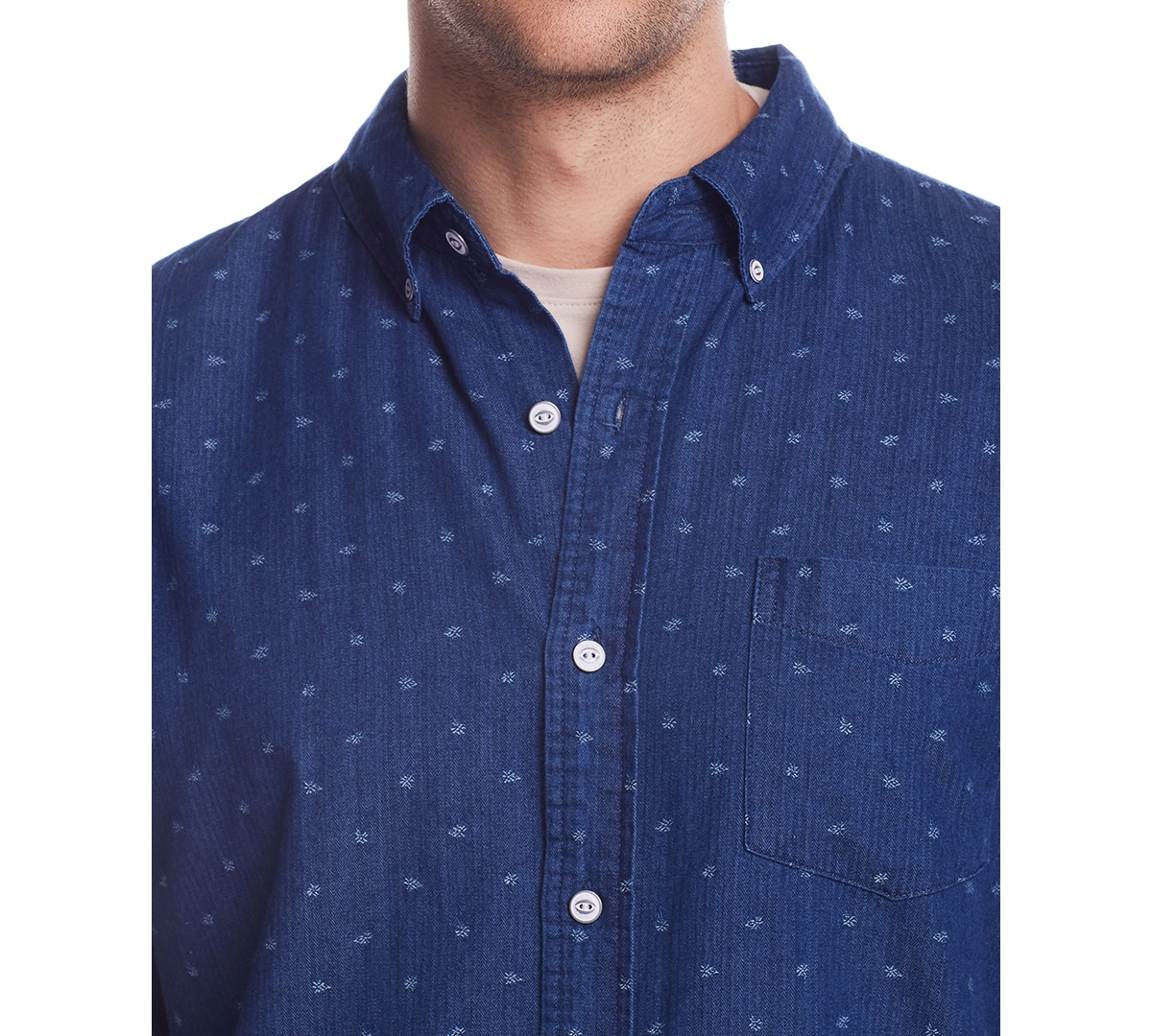 Weatherproof Vintage Men's Long Sleeve Button-Down Floral Print Dobby Shirt