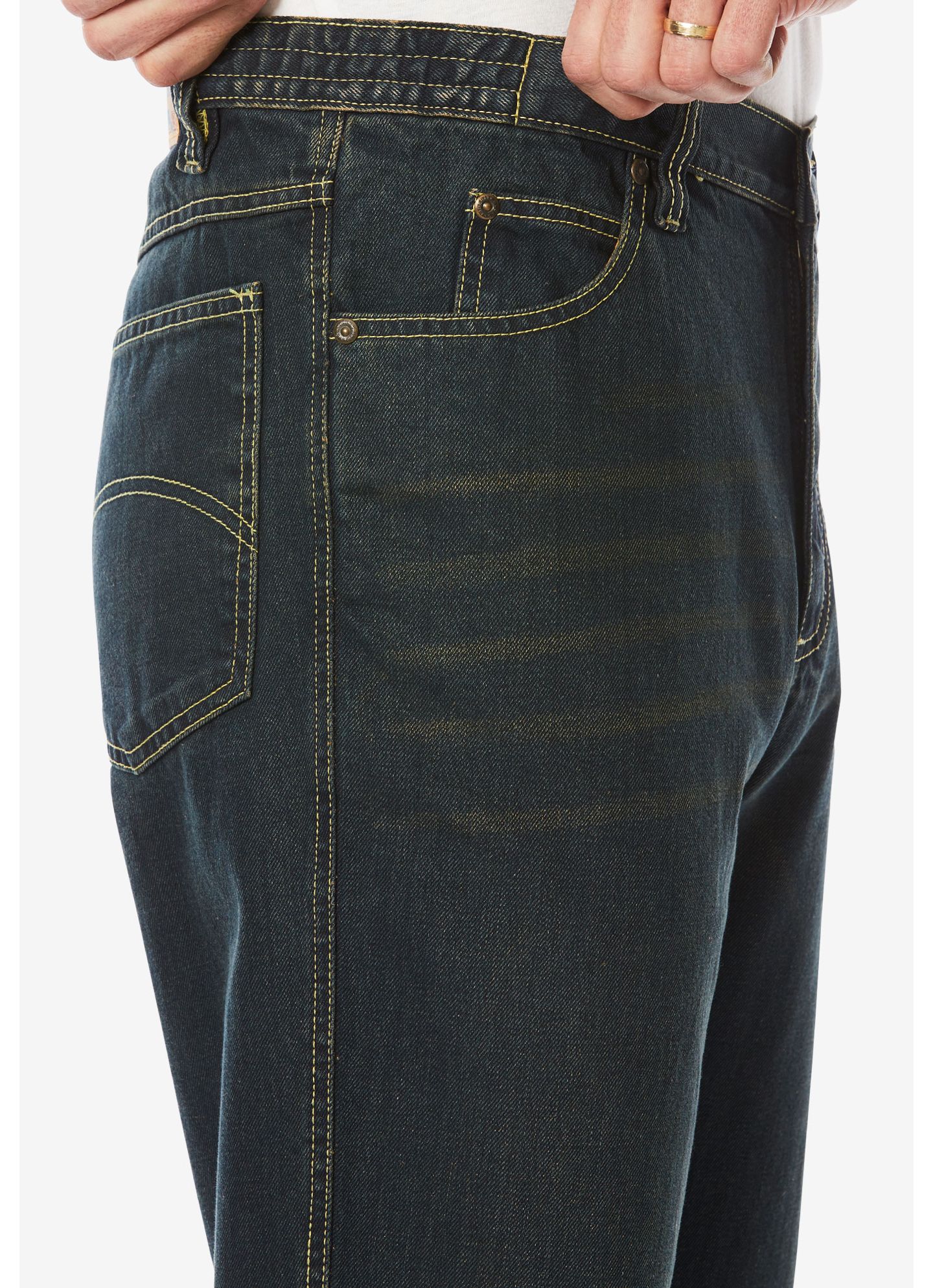 Мужские джинсы Liberty Blues by KingSize Loose-Fit Side Elastic 5-Pocket, цвет: Чёрный джинсовый — фото 2