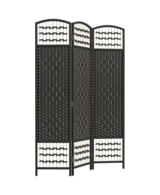 3 Panel Room Divider, Folding Screen, 5.6', Black