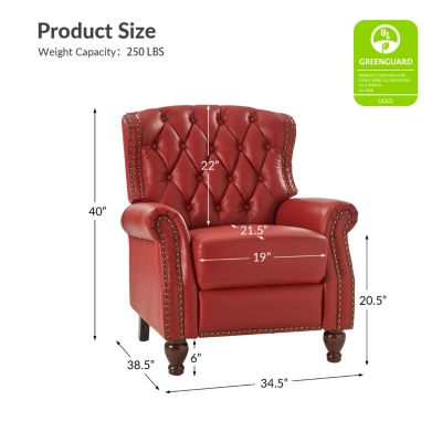 Justine Wooden Upholstery Genuine Leather Recliner with Tufted Back