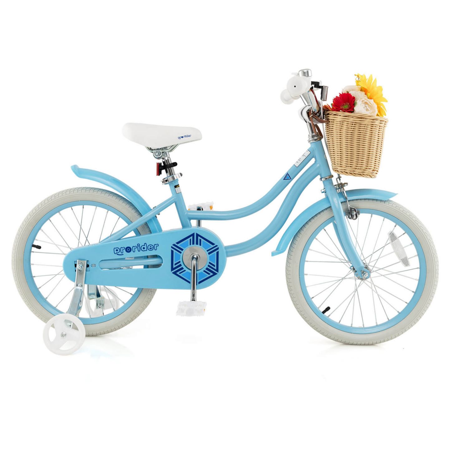 Детская игрушка Costway 18" Kids' Bike with Removable Training Wheels, Adjustable Handlebar and Seat, Ages 4-8, цвет: Синий — фото 8