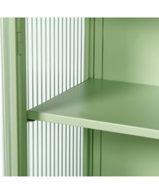 Modern Mint Green Two-Door Wall Cabinet with Three-Tier Storage