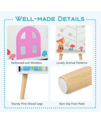 Kids Dollhouse Bookshelf Toddler Book & Toy MDF, Pine Wood Storage Display Organizer Ideal Gift