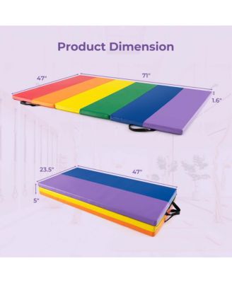 Tri-Folding Gymnastics Mat 6' x 4' Tumbling Mat for Kids with Carrying Handles
