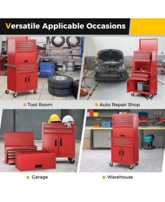 6-Drawer Rolling Tool Chest 3-in-1 Heavy-Duty Storage Cabinet with Universal Wheels