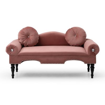 Modern Velvet Loveseat with Nailhead Trim & 2 Pillows