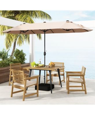 4-Person 42.5" Outdoor Dining Table with 1.9" Umbrella Hole, Adjustable Foot Pads
