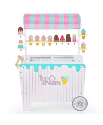 Kid's Ice Cream Cart Food Trunk Play Toy Set with Display Rack & Accessories