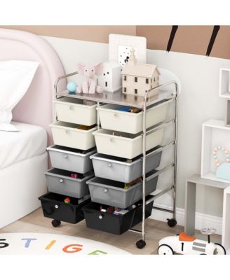 10-Drawer Storage Cart Utility Rolling Trolley Kitchen Organizer