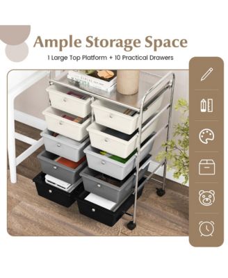 10-Drawer Storage Cart Utility Rolling Trolley Kitchen Organizer