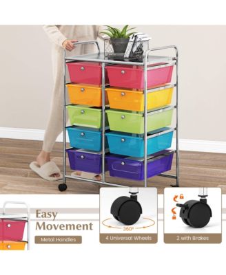 10-Drawer Storage Cart Utility Rolling Trolley Kitchen Organizer