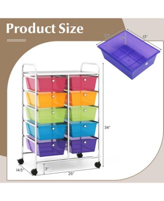 10-Drawer Storage Cart Utility Rolling Trolley Kitchen Organizer
