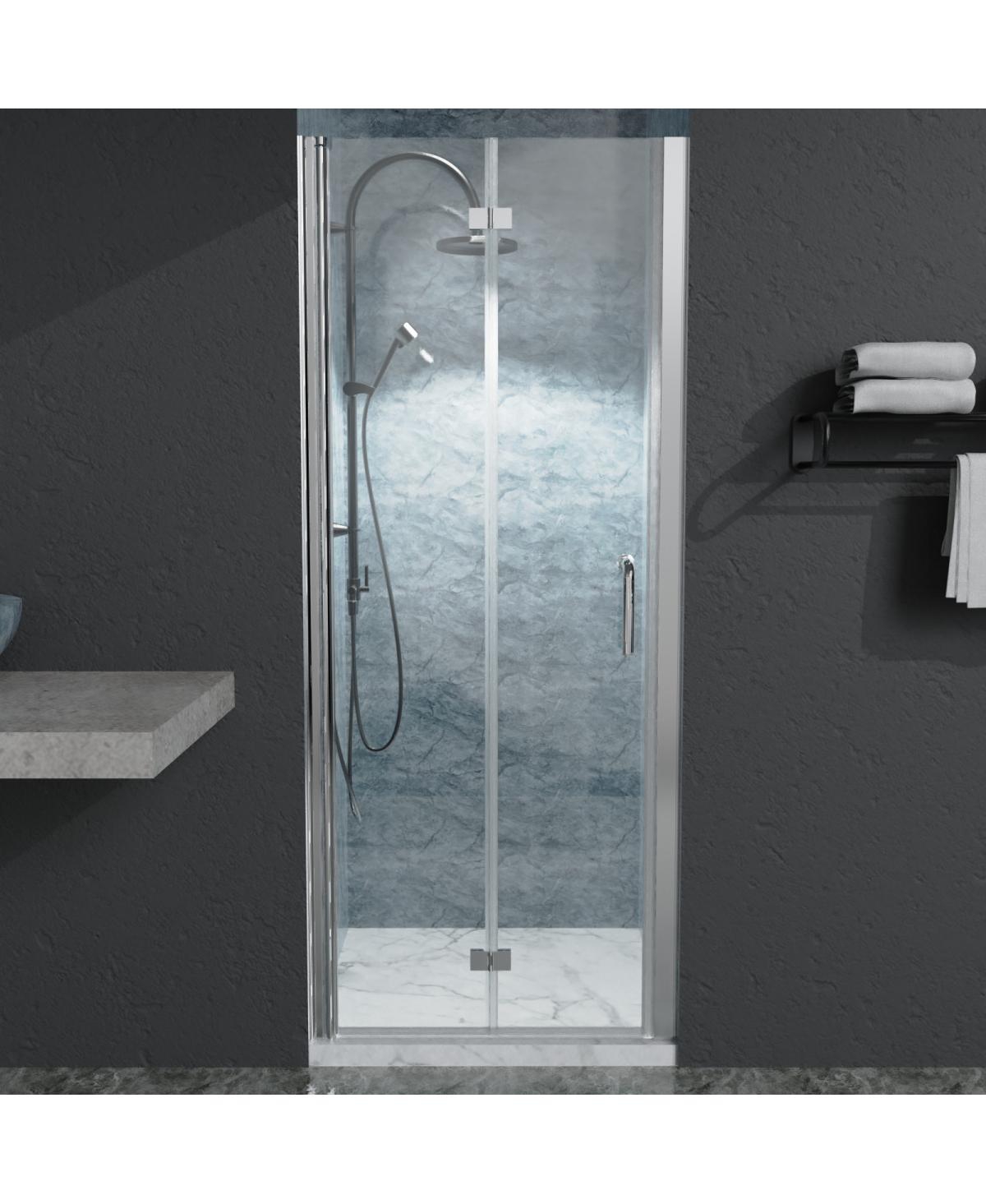 30 To 31-3/8 In. W X 72 In. H Bi-Fold Semi-Frameless Shower Doors In Chrome With Clear Glass - Silver