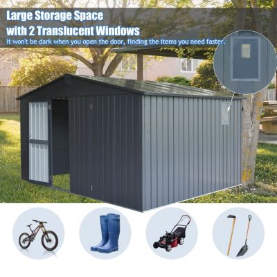 Streamdale Dark Gray 11'X 9' Steel Frame Shed with Windows