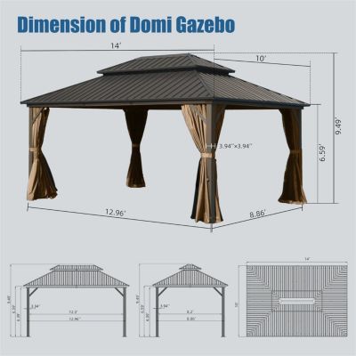 Streamdale 10'x14' Aluminum Gazebo with Metal Canopy