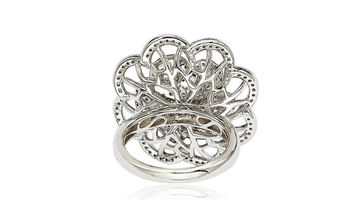 Suzy Levian New York Suzy Levian Sterling Silver Cubic Zirconia Flower Ring