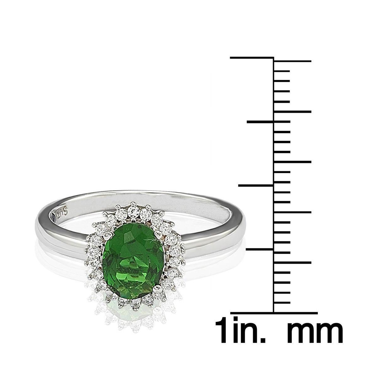 Suzy Levian New York Suzy Levian Sterling Silver Cubic ZirconiaOval Halo Ring - Green