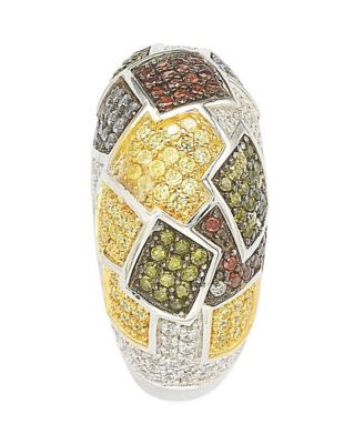 Suzy Levian Sterling Silver Cubic Zirconia Patched Exotic Ring