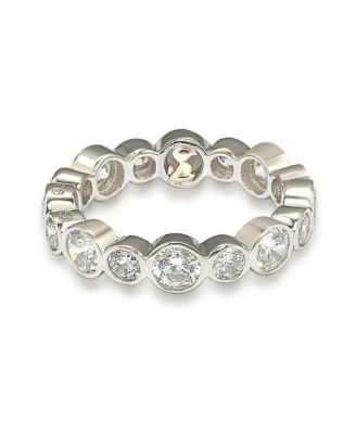 Suzy Levian Sterling Silver Cubic Zirconia Multi Circle Bezel Set Eternity Band