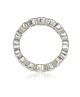 Suzy Levian Sterling Silver Cubic Zirconia Multi Circle Bezel Set Eternity Band