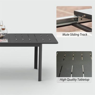 Outdoor Expandable Metal Table for 6-8 People
