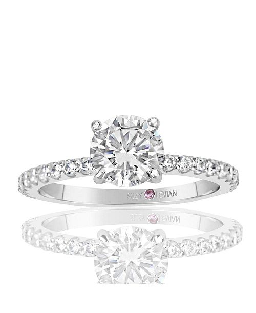 alfani Suzy Levian New York Suzy Levian Sterling Silver Cubic Zirconia Round Cut Bridal Engagement Ring Jewelry & Watches