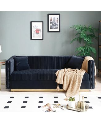 Streamdale Modern Black Velvet Sofa & Loveseat Set