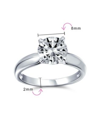 Timeless 2CT CZ Round Solitaire Promise Ring Plain Thin Band .925 Sterling Silver