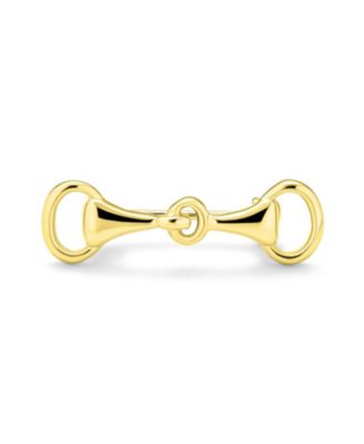 Equestrian Gift Double Bit Horse Snaffle Brooche Pin 14K Gold Plated Silver