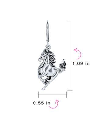 Equestrian Equine Gift Cowgirl Dangle Galloping Horse Earrings For Women Sterling Silver Lever back