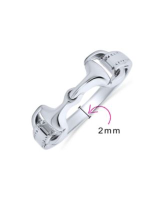 Cowgirl Equestrian Lover Double Horse Snaffle Bit Band Ring Sterling Silver