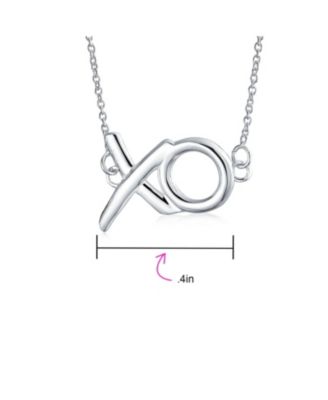 Minimalist Hugs And Kisses XO Station Pendant Necklace Sterling Silver With Chain