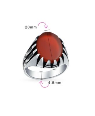 Biker Jewelry Animal Claw Set Large Oval Cabochon Signet Statement Western Ring Oxidized Silver