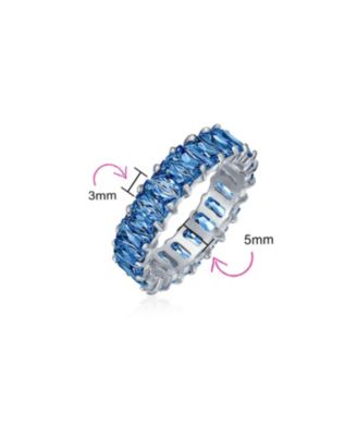 Art Deco Style CZ Cubic Zirconia Eternity Baguette Band Ring .925 Sterling Silver 4MM