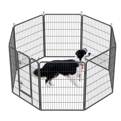 Heavy Duty Outdoor Dog Pen for Large Dogs - 8 Panel Metal Kennel